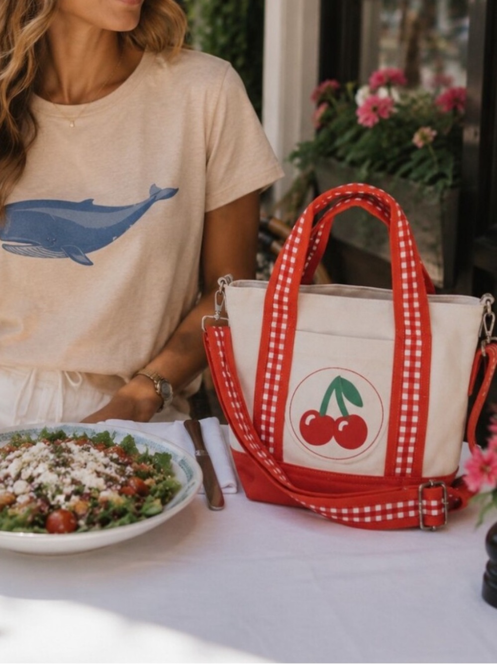 Martha Stewart small canvas cherry tote bag